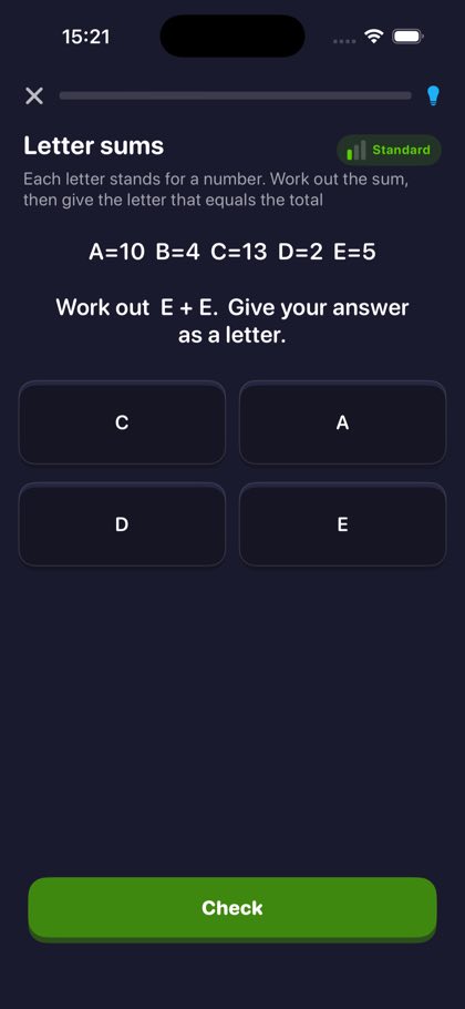 Letter sums question working out E plus E using coded letter values